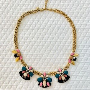 Gold, Pink, Cream & Teal JCrew Statement Necklace